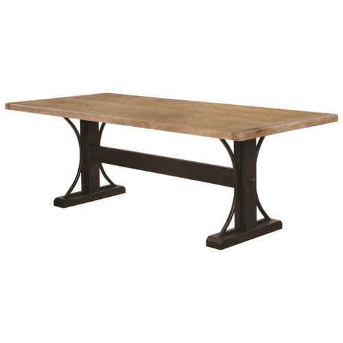 Bishop Rectangular Trestle Dining Table Dark Coffee and Black