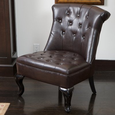 Best Selling Marco Tufted Bonded Leather Accent Chair, Brown