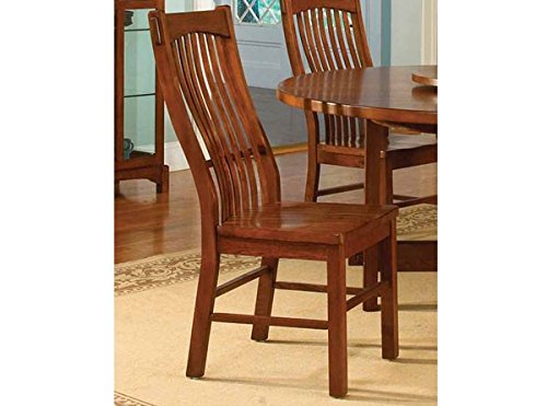 Laurelhurst Slatback Side Chair with Wood Seat Cognac Oak/Set of 2