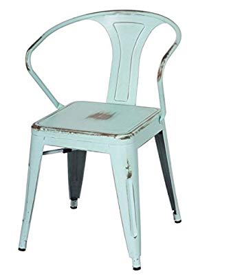 Passion Decor MC Bristow Metal Arm Chair, Set of 4 (Antique Sky Blue)