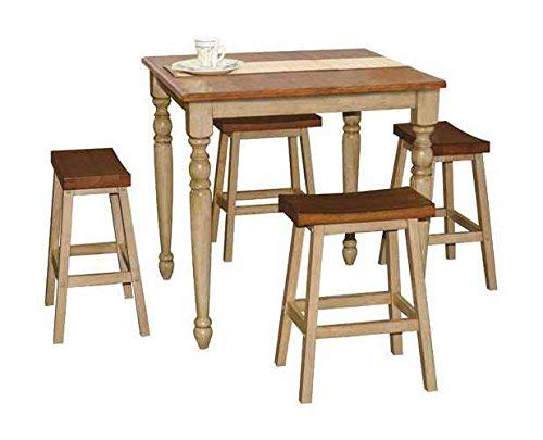 Quails Run 5-Pc Pub Dining Set in Almond and Wheat Finish