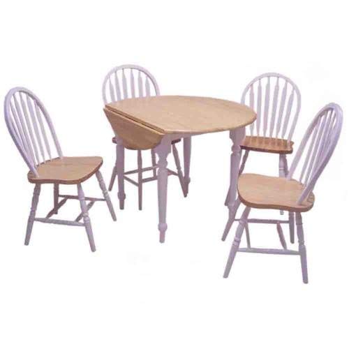 Target Marketing Systems TMS 5 Piece Drop Leaf Dining Set, White/Natural