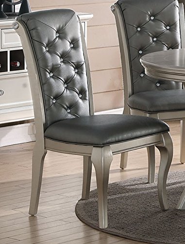 Charming Antique Silver Formal Dining Chair (set of 2)