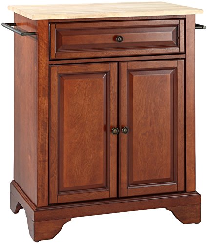 Crosley Furniture LaFayette Cuisine Kitchen Island with Natural Wood Top - Classic Cherry