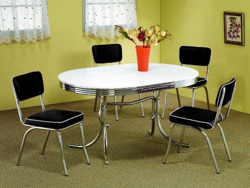 5 Piece White & Chrome Retro Table & Chair Set