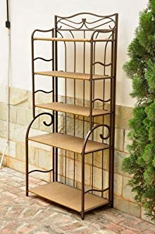 International Caravan Valencia 5 Tier Resin Bakers Rack in Honey Pecan