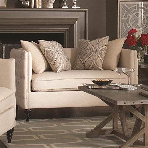 Coaster Claxton Traditional Oatmeal Tufted Love Seat