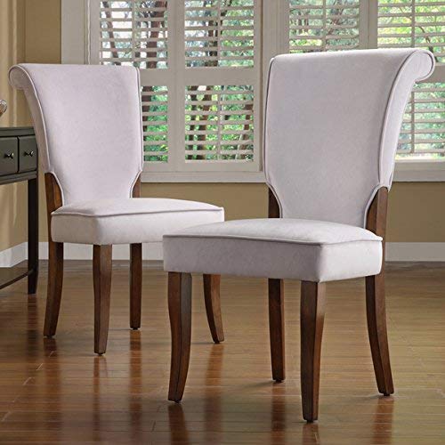 TRIBECCA HOME Andorra Grey Velvet Upholstered Dining Chair, Set of 2