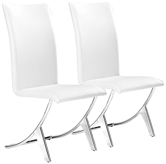 Zuo Delfin Contemporary Chairs in White - Set of 2