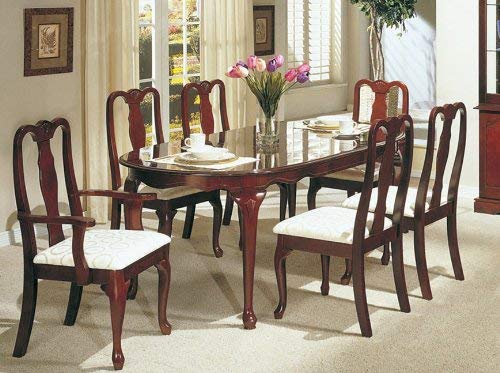 7pc Dining Table Set - Queen Anne Style Cherry Finish