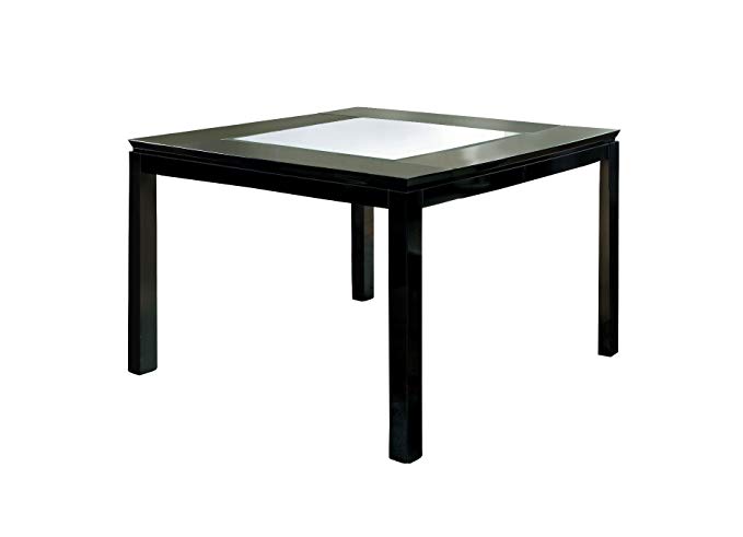 Furniture of America Helena Counter Height Dining Table with Mirror Top, High Gloss Lacquer, Black