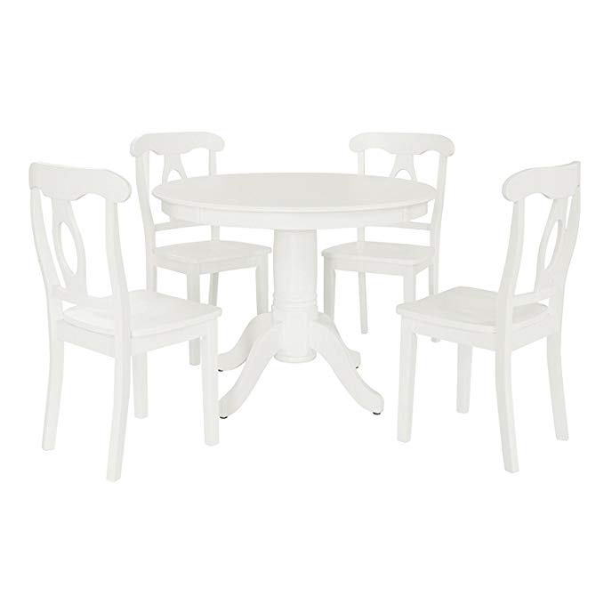 Aubrey 5 piece Traditional Height Pedestal Dining Set, White