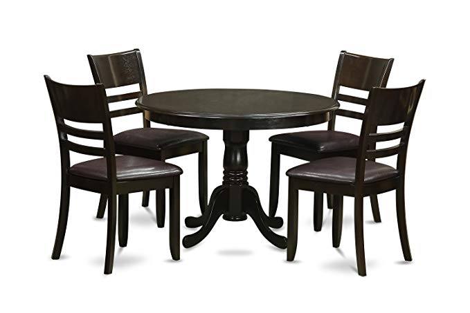 East West Furniture HLLY5-CAP-LC 5-Piece Kitchen Table and Chairs Set, Cappuccino Finish