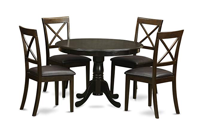 East West Furniture HLBO5-CAP-LC 5-Piece Kitchen Nook Dining Table Set, Cappuccino Finish