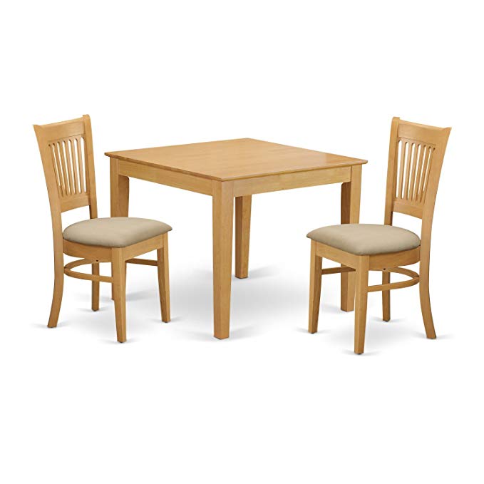 East West Furniture OXVA3-OAK-C 3 Piece Kitchen Dinette Table and 2 Chairs Set