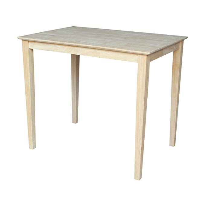 International Concepts Solid Wood Top Table with Shaker Legs, Counter Height