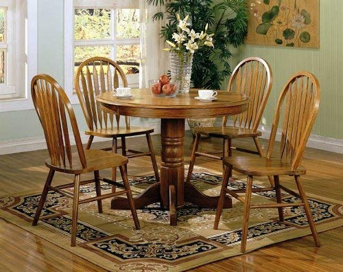 5pc Round Pedestal Dining Set in Oak