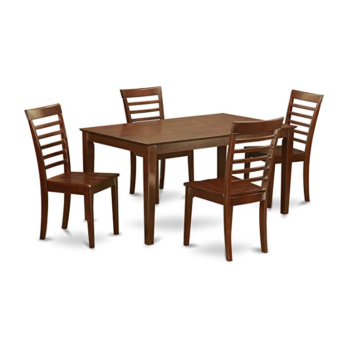 East West Furniture CAML5-MAH-W 5-Piece Dining Table Set