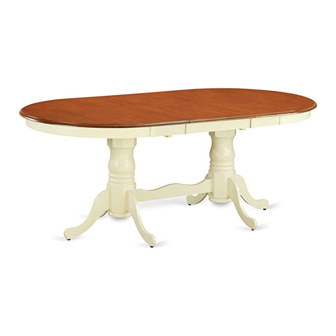 East West Furniture PVT-WHI-TP Table with 18-Inch Butterfly Leaf, Buttermilk/Cherry Finish