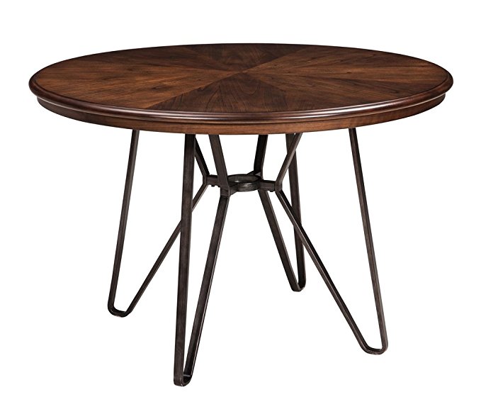 Ashley Furniture Signature Design - Centiar Dining Room Table - Mid Century Modern Style - Round - Rustic Brown