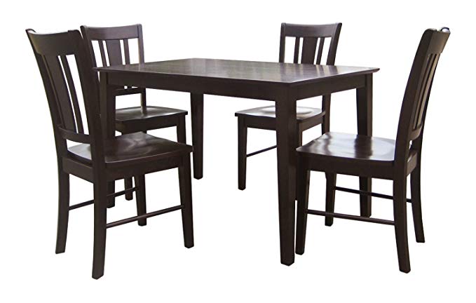 International Concepts 5-Piece 3048S Shaker Table with 4 Chairs, Rich Mocha Finish