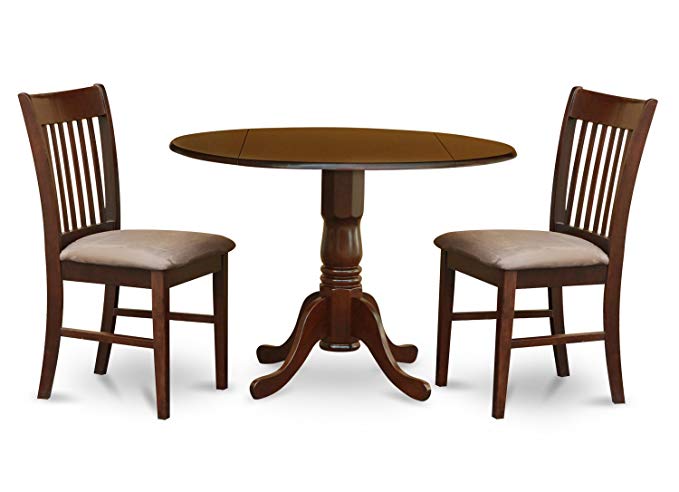 East West Furniture DLNO3-MAH-C 3-Piece Kitchen Table Set, Mahogany Finish