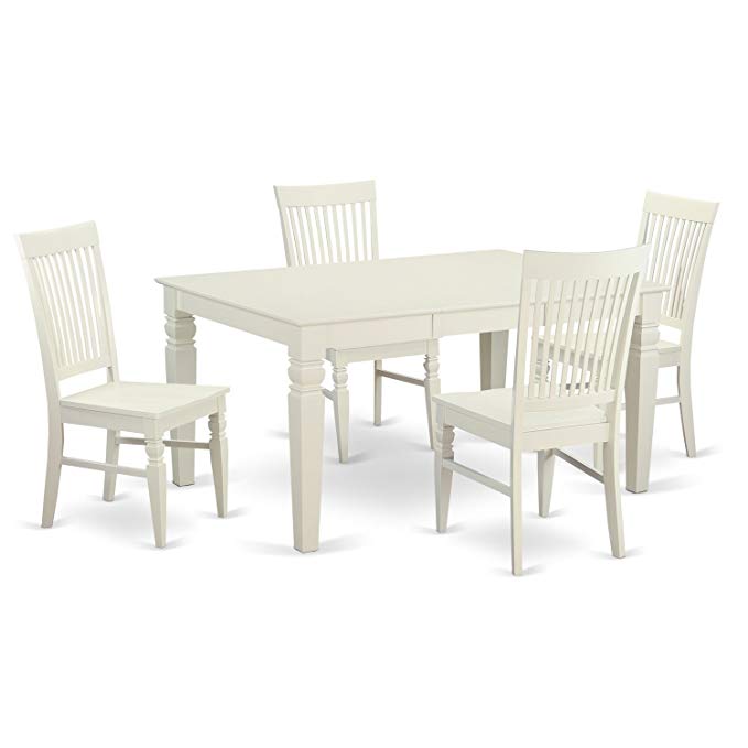 East West Furniture WEST5-WHI-W 5-Piece Dining Table Set