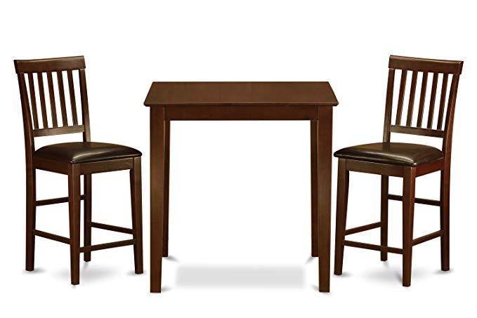 East West Furniture VERN3-MAH-LC 3-Piece Counter Height Dining Table Set