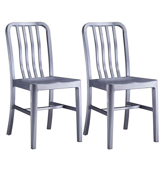 Alex Land Modern Stainless Steel Dining Chair - Indoor or Outdoor (Pack of 2), Standard Size W15.4