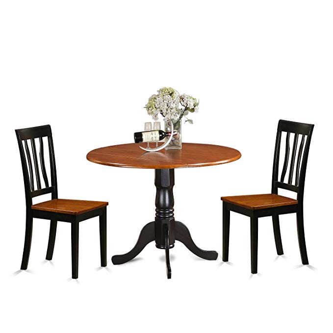 East West Furniture DLAN3-BCH-W 3 Piece with 2 Wooden Chairs Dublin Dining Set