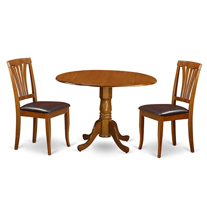 East West Furniture DLAV3-SBR-LC 3 PC Dublin Kitchen Table Set-Dining Table & 2 Faux Leather Kitchen Chairs