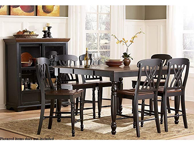 Ohana 5 Piece Counter Height Table Set by Homelegance in 2 Tone Antique Black & Warm Cherry