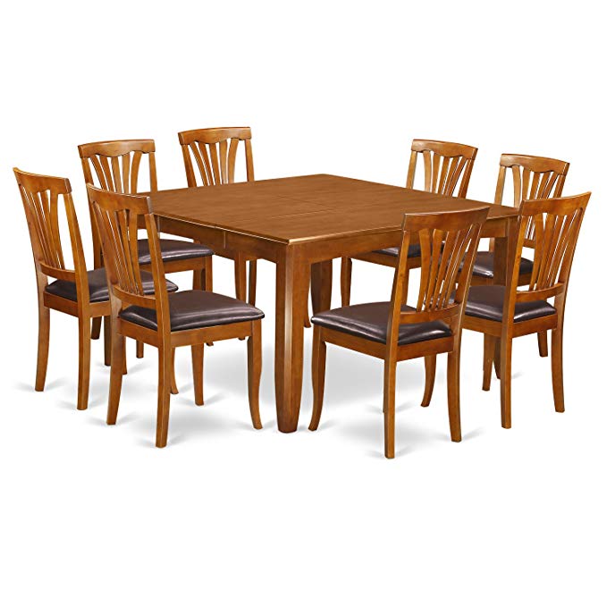 East West Furniture PFAV9-SBR-LC 9-Piece Dining Table Set