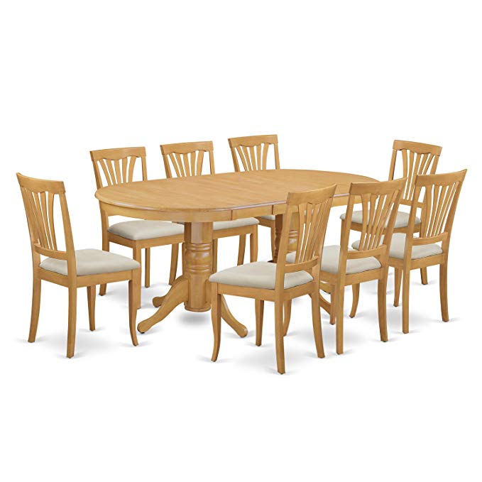 East West Furniture VAAV9-OAK-C 9-Piece Dining Table Set