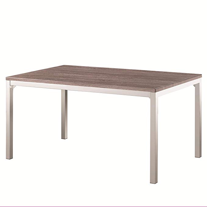 Eldridge Rectangular Dining Table Weathered Grey and Chrome