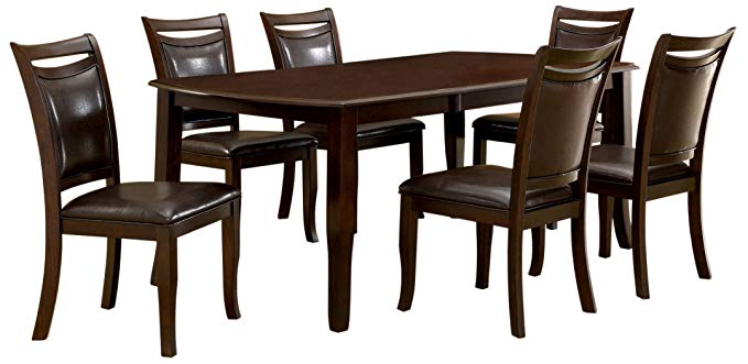 Furniture of America Carlson 7-Piece Dining Table Set with 18-Inch Expandable Leaf, Dark Cherry