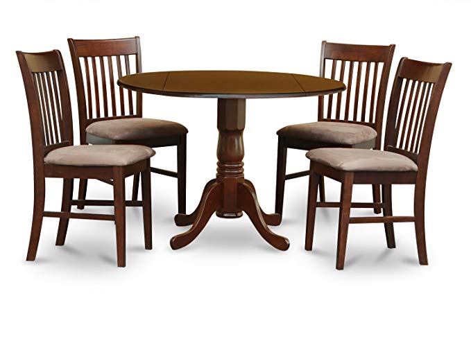 East West Furniture DLNO5-MAH-C 5-Piece Kitchen Table Set, Mahogany Finish