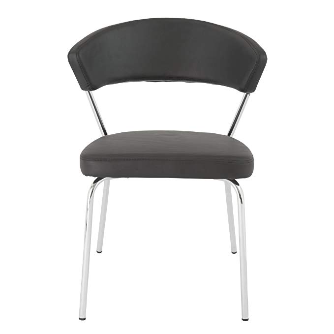 Eurø Style Draco Soft Leatherette Side Chair, Black with Chrome, Set of 4