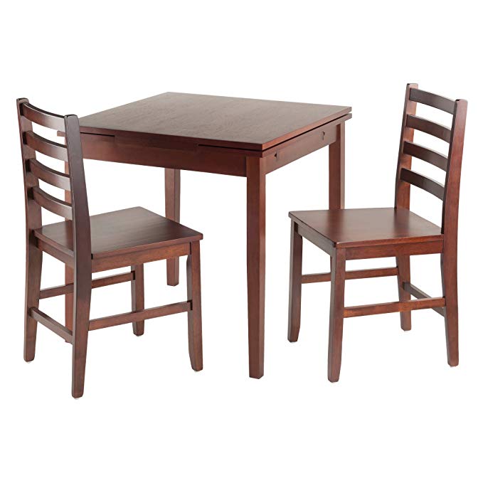 Winsome Wood Pulman 3 Piece Set Extension Table with ladder back chairs