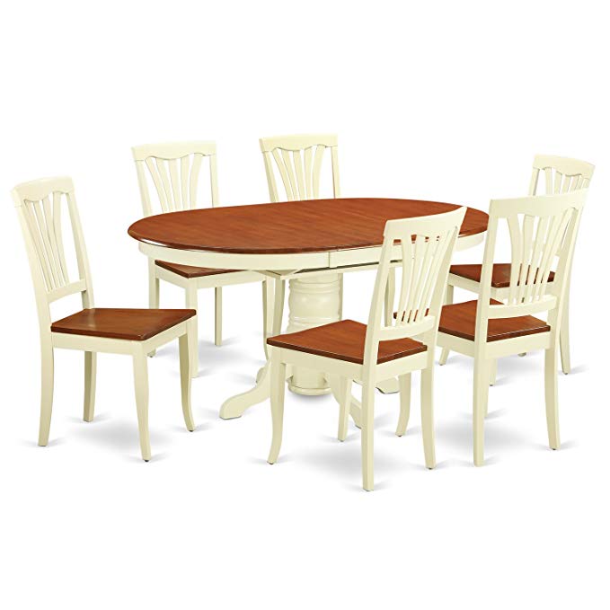 East West Furniture KEAV7-WHI-W 7-Piece Dining Table Set