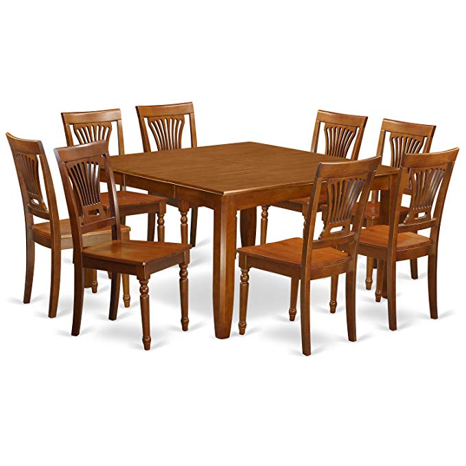 East West Furniture PFPL9-SBR-W 9-Piece Formal Dining Table Set