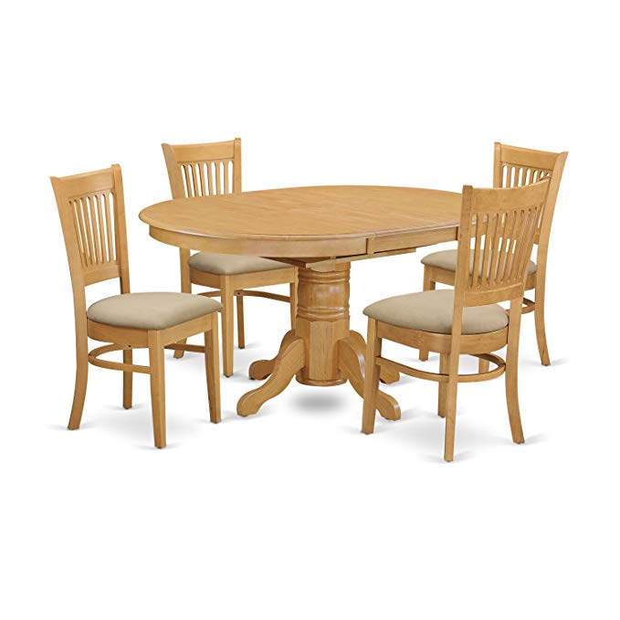 East West Furniture AVVA5-OAK-C 5-Piece Dining Table Set