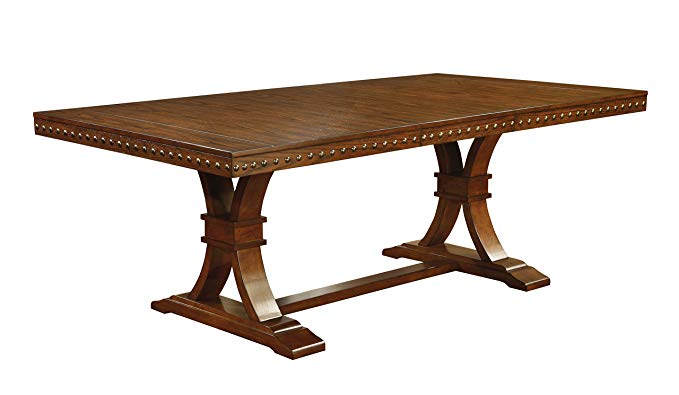 Furniture of America Castile Transitional Dining Table, Dark Oak