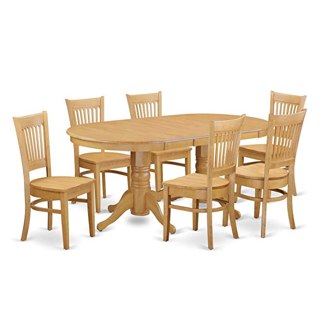 East West Furniture VANC7-OAK-W 7-Piece Dining Table Set