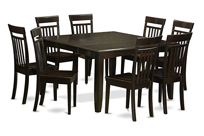 East West Furniture PFCA9-CAP-W 9-Piece Dining Table Set, Cappuccino Finish