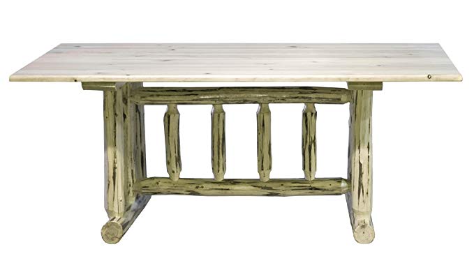 Montana Woodworks MWDTV Montana Collection Trestle Based Dining Table, Clear Lacquer Finish