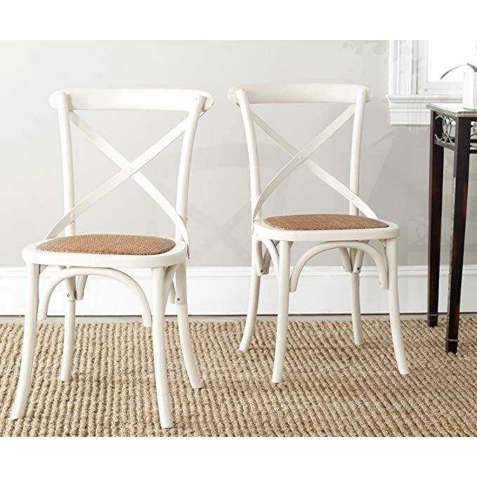 Safavieh American Homes Collection Franklin Farmhouse X-Back Antique White Side Chair (Set of 2)