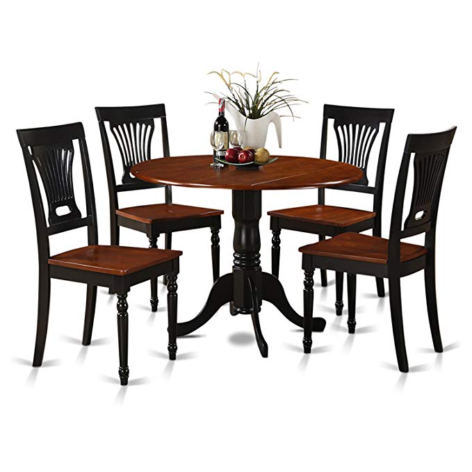 East West Furniture DLPL5-BCH-W 5-Piece Kitchen Table and Chairs Set, Black/Cherry Finish