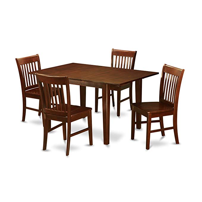 East West Furniture PSNO5-MAH-W 5-Piece Dining/Kitchen Table Set