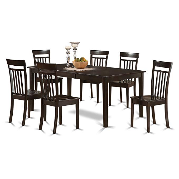 East West Furniture HECA7-CAP-W 7-Piece Dining Table Set